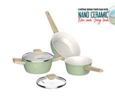 Bộ nồi phủ sứ Nano đáy từ Sunhouse Healthy SHG7979MT3